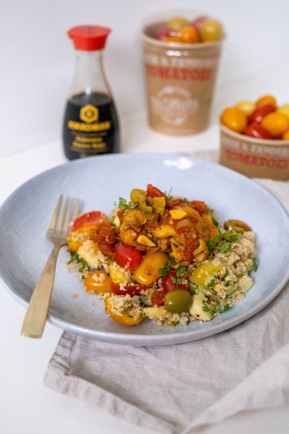 Tabouleh met Libanese kip en groene olijven