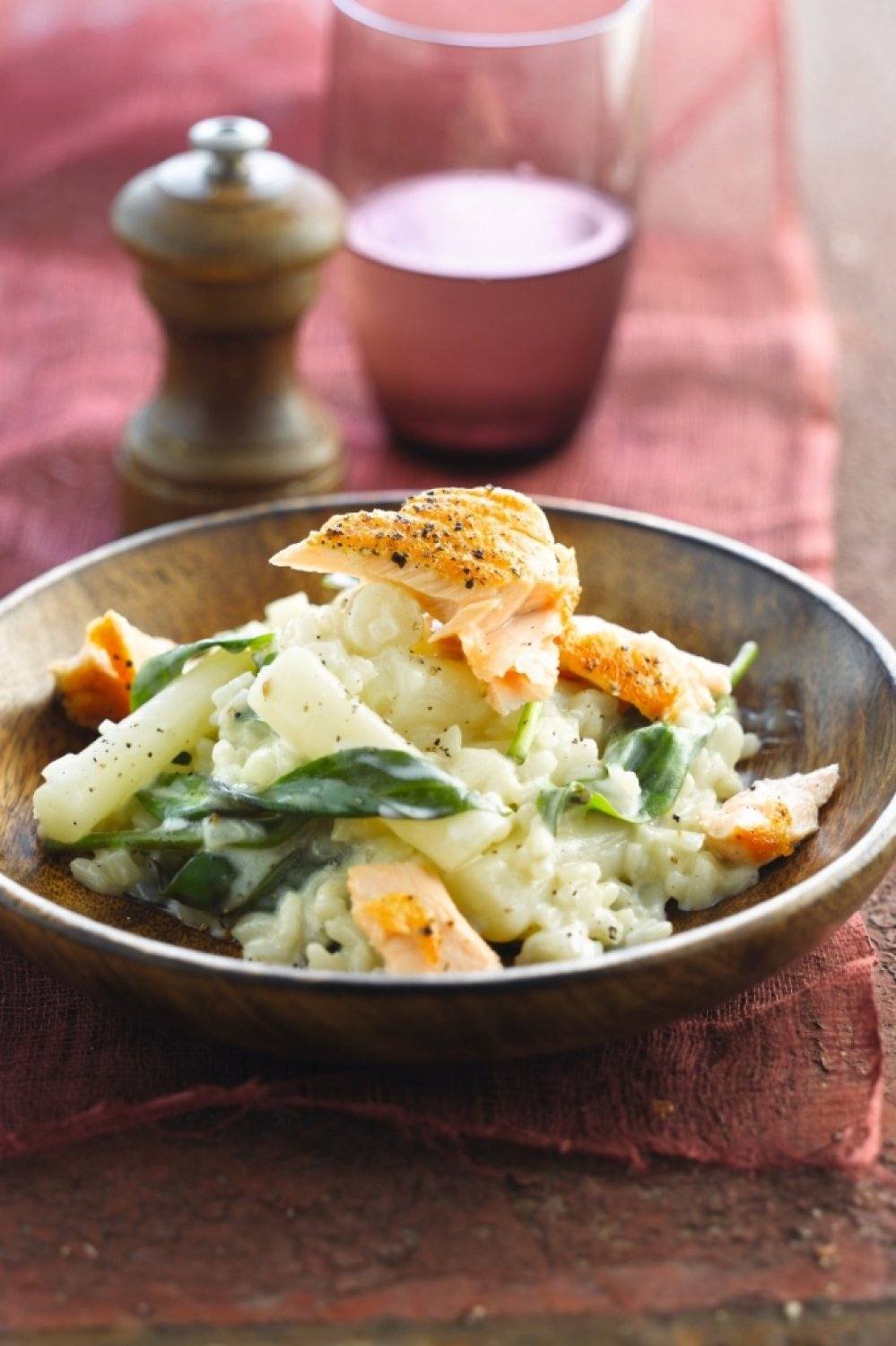 Risotto met zalm en schorseneren