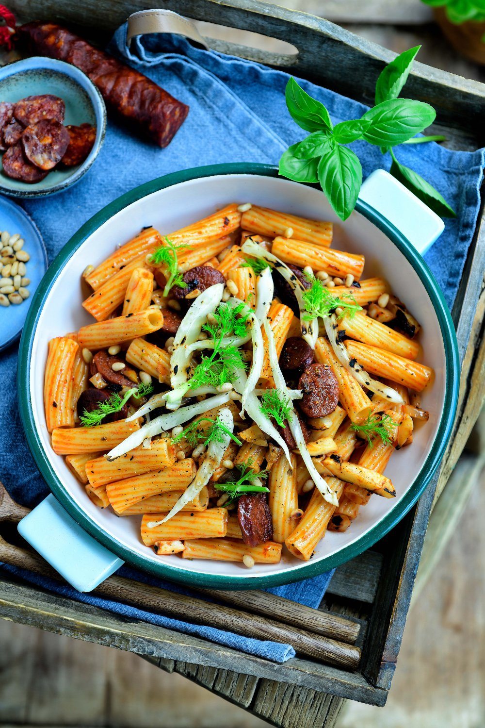 Rigatoni met venkel en chorizo