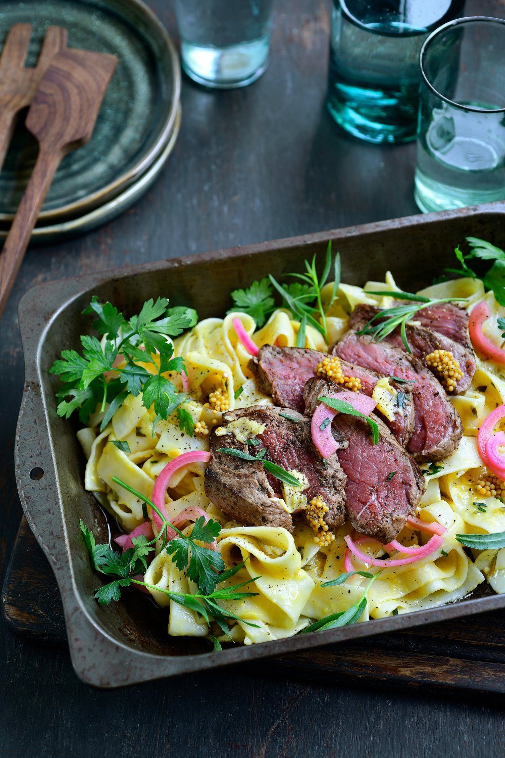 Pasta béarnaise style met steak