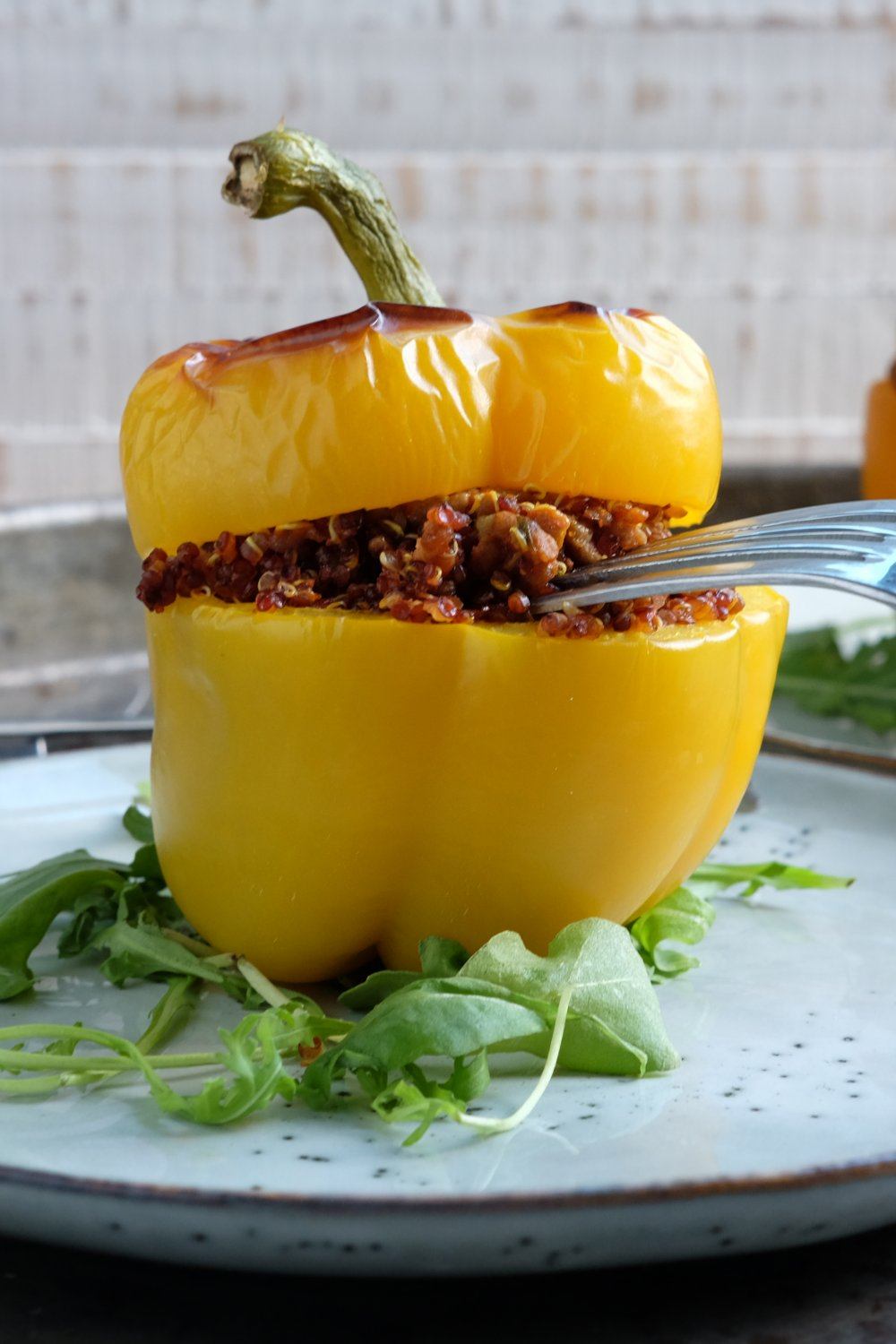 Gevulde paprika met quinoa en kippengehakt