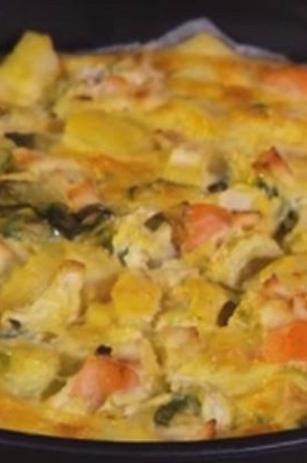 Quiche met zalm, komkommer en appel