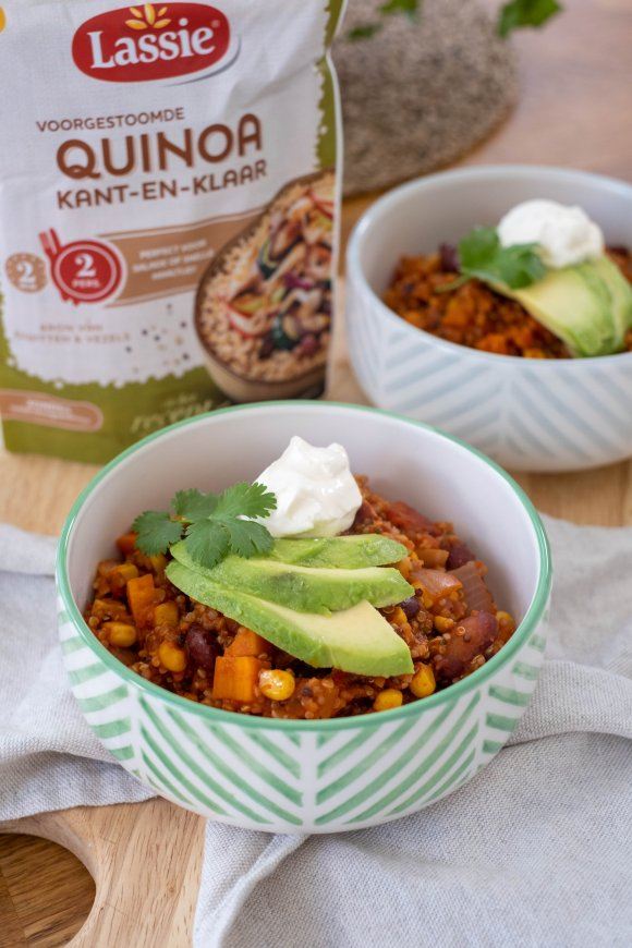 Chili met zoete aardappel en quinoa