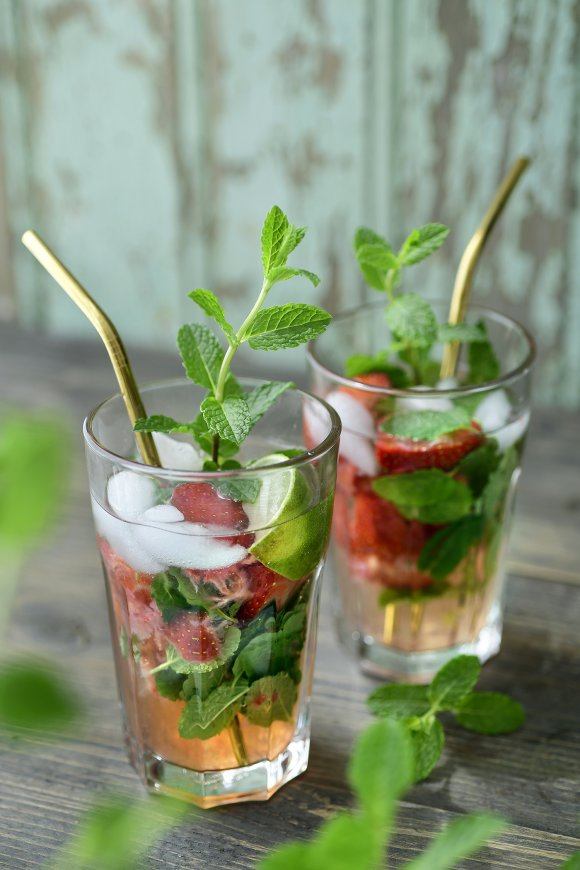 Virgin mojito met aardbeien