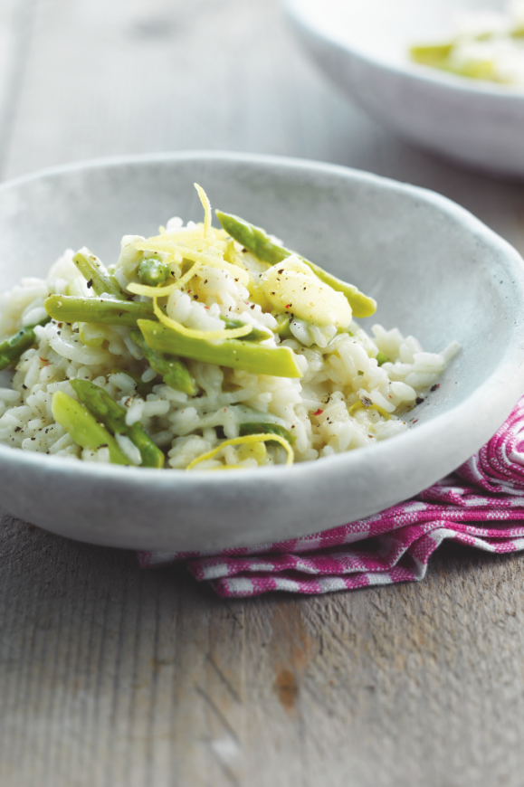 Citroenrisotto met venkel en groene asperges