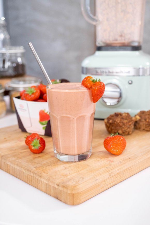 Ontbijtsmoothie met aardbeien en paprika