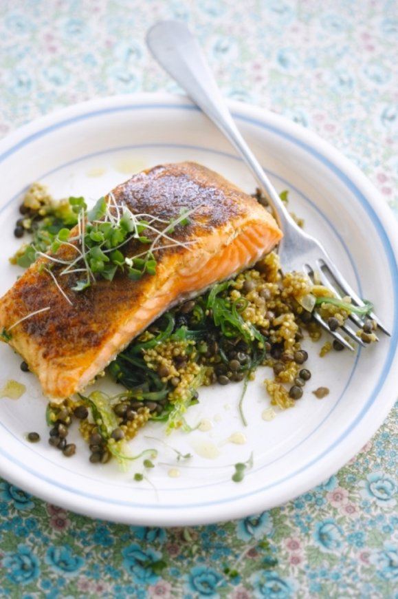 Zalm met curryquinoa