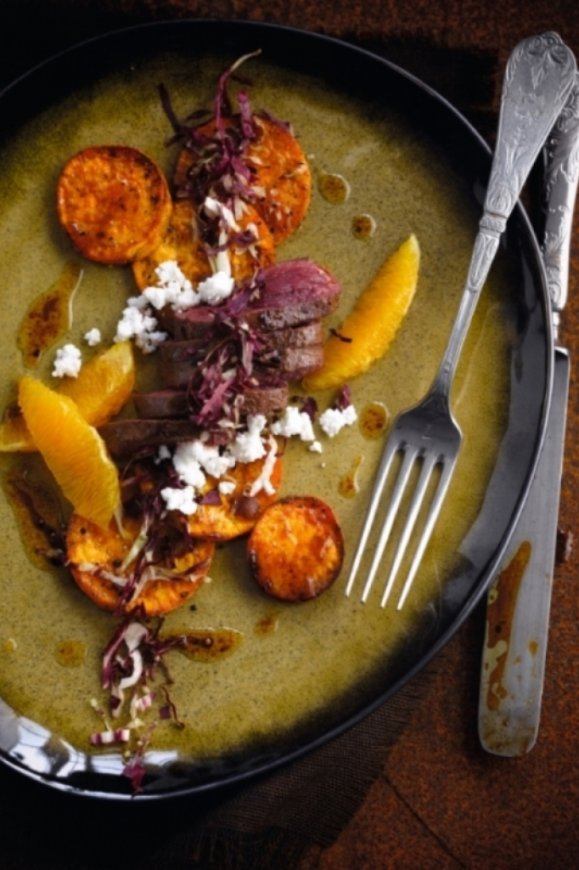 Geroosterde zoete aardappelen met kangoeroefilet