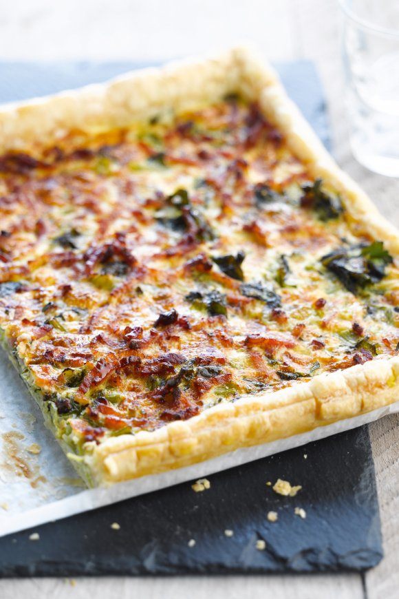 Quiche met raapstelen en gerookt spek