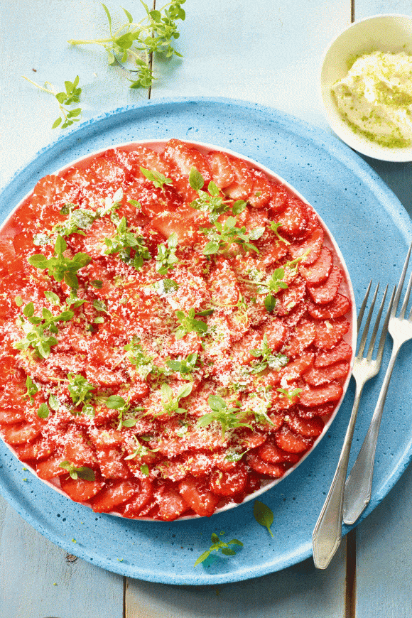 Carpaccio van aardbeien