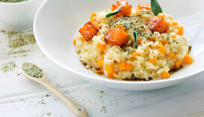 Risotto van pompoen met salie en nootmuskaat